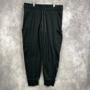 REEBOK Sweatpants Joggers Unisex W31 L25 Black Side Pockets Drawstring Athletic